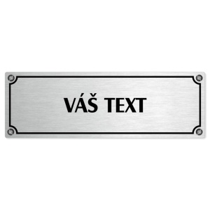 Váš text, 200x66mm, stříbrná popiska s imitacemi šroubků