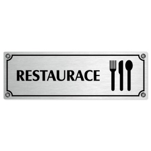 Restaurace, 240x79mm, stříbrná popiska s imitacemi šroubků