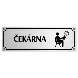 Čekárna, 240x79mm, stříbrná popiska s imitacemi šroubků