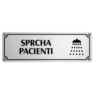 Sprcha pacienti, 240x79mm, stříbrná popiska s imitacemi šroubků