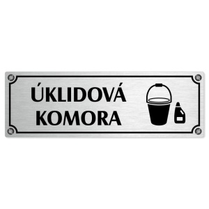 Úklidová komora, 200x66mm, stříbrná popiska s imitacemi šroubků