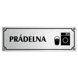 Prádelna, 200x66mm, stříbrná popiska s imitacemi šroubků