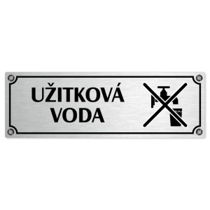 Užitková voda, 240x79mm, stříbrná popiska s imitacemi šroubků