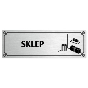 Sklep, 240x79mm, stříbrná popiska s imitacemi šroubků
