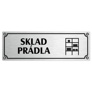 Sklad prádla, 240x79mm, stříbrná popiska s imitacemi šroubků