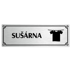 Sušárna, 240x79mm, stříbrná popiska s imitacemi šroubků