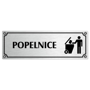 Popelnice, 200x66mm, stříbrná popiska s imitacemi šroubků