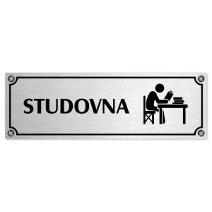 Studovna, 200x66mm, stříbrná popiska s imitacemi šroubků