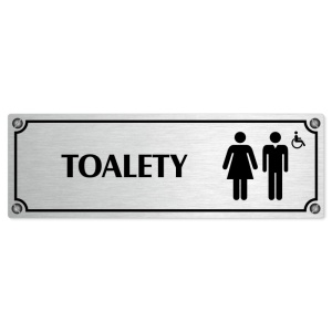 Toalety společné invalida, 200x66mm, stříbrná popiska s imitacemi šroubků