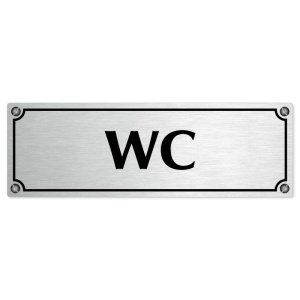 WC, 240x79mm, stříbrná popiska s imitacemi šroubků