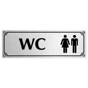 WC společné, 240x79mm, stříbrná popiska s imitacemi šroubků