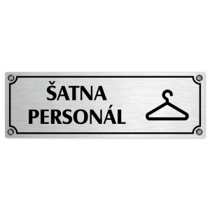 Šatna personál, 200x66mm, stříbrná popiska s imitacemi šroubků