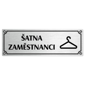 Šatna zaměstnanci, 200x66mm, stříbrná popiska s imitacemi šroubků