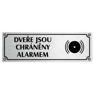 Dveře pod alarmem, 200x66mm, stříbrná popiska s imitacemi šroubků