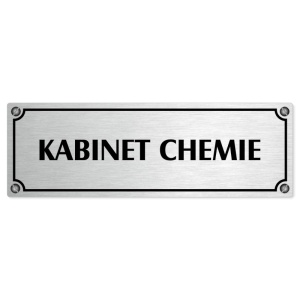 Kabinet chemie, 240x79mm, stříbrná popiska s imitacemi šroubků