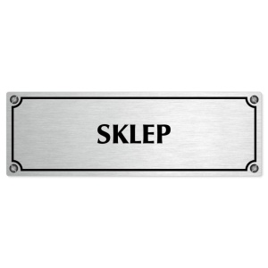 Sklep, 240x79mm, stříbrná popiska s imitacemi šroubků