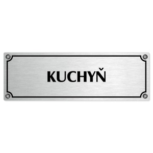 Kuchyň, 240x79mm, stříbrná popiska s imitacemi šroubků