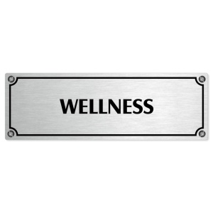 Wellness, 200x66mm, stříbrná popiska s imitacemi šroubků