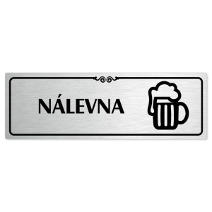 Nálevna, 200x66mm, stříbrná popiska s ozdobou uprostřed
