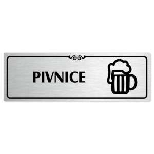 Pivnice, 240x79mm, stříbrná popiska s ozdobou uprostřed