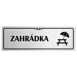 Zahrádka, 200x66mm, stříbrná popiska s ozdobou uprostřed