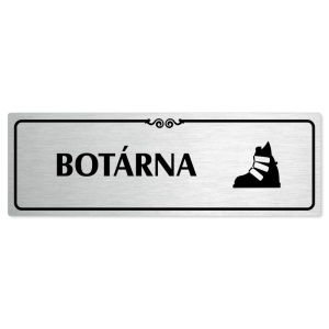 Botárna, 200x66mm, stříbrná popiska s ozdobou uprostřed