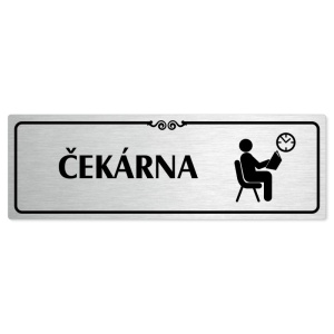 Čekárna, 200x66mm, stříbrná popiska s ozdobou uprostřed