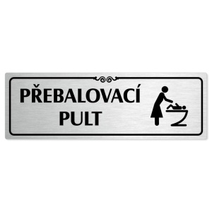 Přebalovací pult, 200x66mm, stříbrná popiska s ozdobou uprostřed