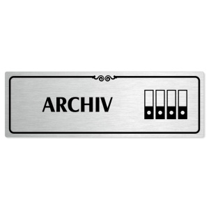 Archiv, 200x66mm, stříbrná popiska s ozdobou uprostřed
