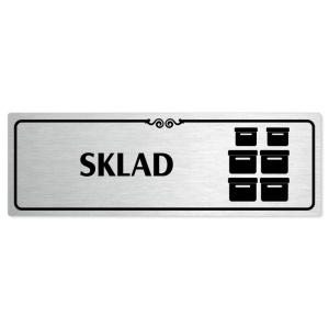 Sklad, 200x66mm, stříbrná popiska s ozdobou uprostřed