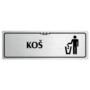 Koš, 200x66mm, stříbrná popiska s ozdobou uprostřed