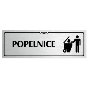 Popelnice, 200x66mm, stříbrná popiska s ozdobou uprostřed