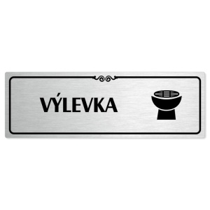 Výlevka, 200x66mm, stříbrná popiska s ozdobou uprostřed