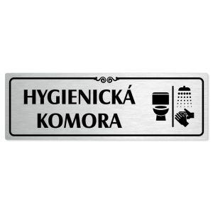 Hygienická komora, 200x66mm, stříbrná popiska s ozdobou uprostřed