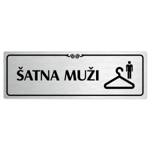 Šatna muži, 240x79mm, stříbrná popiska s ozdobou uprostřed