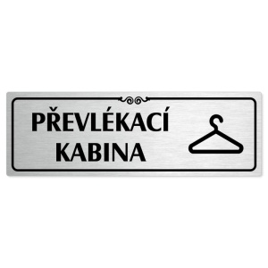 Převlékací kabina, 240x79mm, stříbrná popiska s ozdobou uprostřed