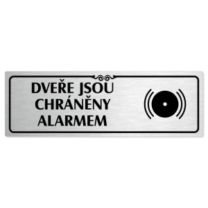 Dveře pod alarmem, 240x79mm, stříbrná popiska s ozdobou uprostřed
