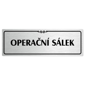 Operační sálek, 240x79mm, stříbrná popiska s ozdobou uprostřed