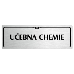 Učebna chemie, 200x66mm, stříbrná popiska s ozdobou uprostřed