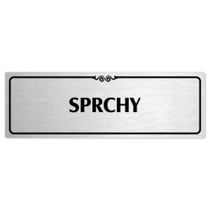 Sprchy, 200x66mm, stříbrná popiska s ozdobou uprostřed