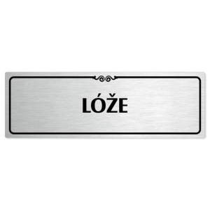 Lóže, 200x66mm, stříbrná popiska s ozdobou uprostřed