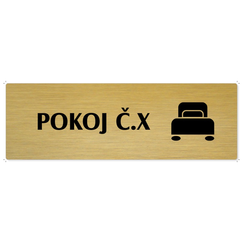 Pokoj č., 200x66mm, zlatá popiska 
