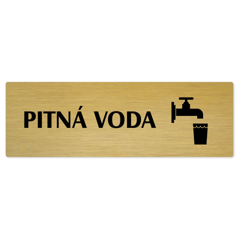 Pitná voda, 200x66mm, zlatá popiska 