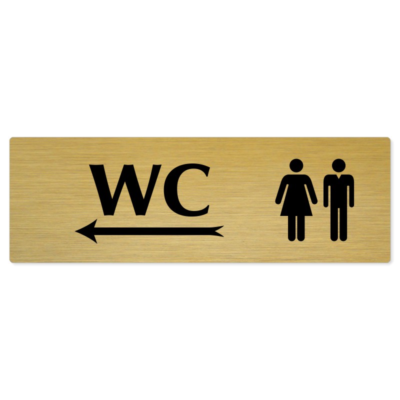 WC společné vlevo, 200x66mm, zlatá popiska 