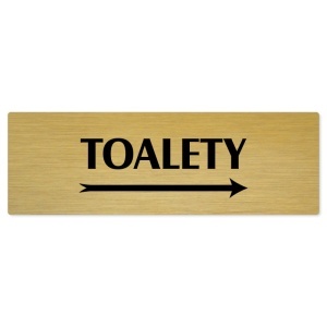 Toalety vpravo, 240x79mm, zlatá popiska 