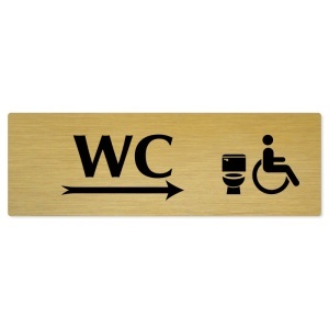 WC invalida vpravo, 200x66mm, zlatá popiska 