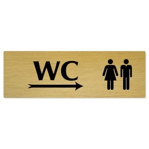 WC společné vpravo, 240x79mm, zlatá popiska 