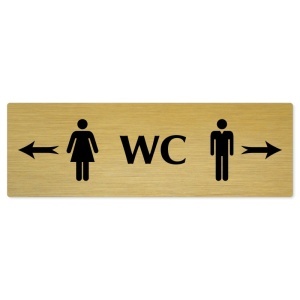 WC společné - rozcestník, 240x79mm, zlatá popiska 