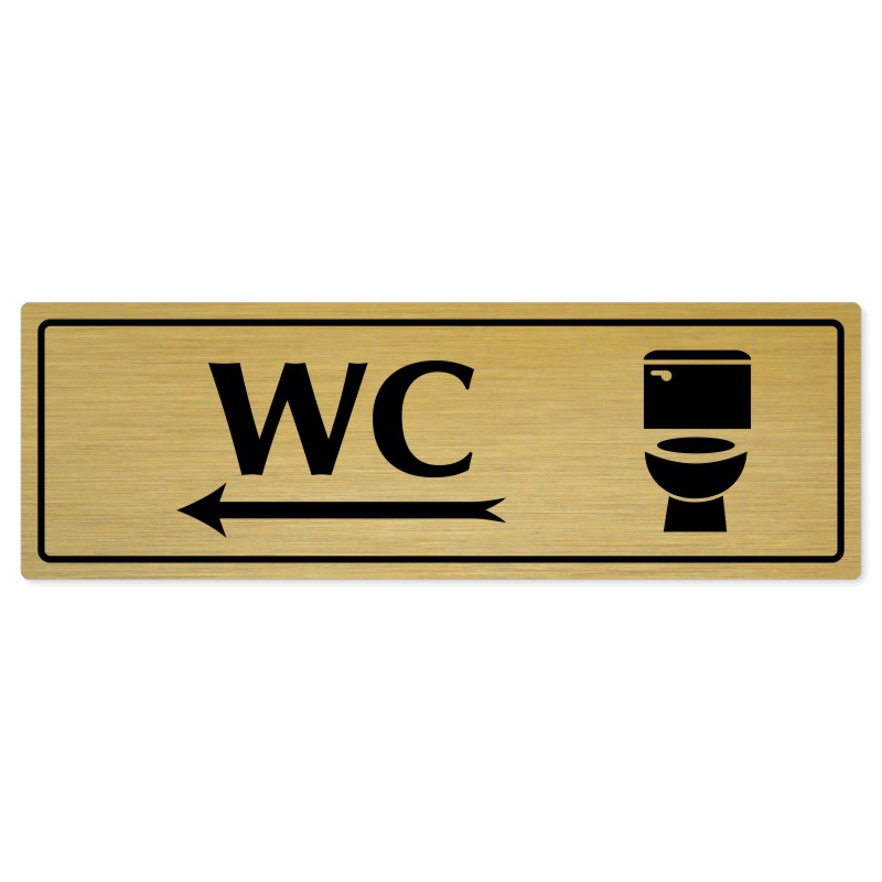 WC vlevo, 240x79mm, zlatá popiska s rámečkem