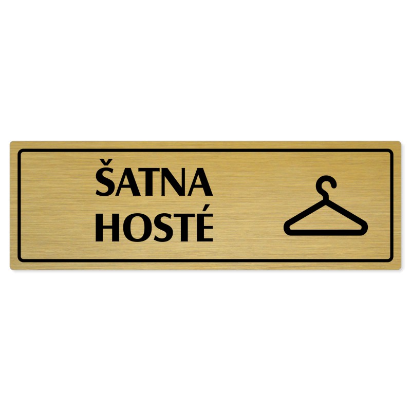 Šatna hosté, 240x79mm, zlatá popiska s rámečkem